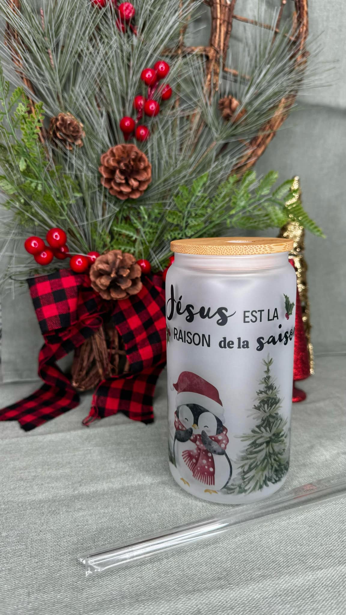 Tasse en verre givré d'hiver (spécial + CADEAU sous-verres)