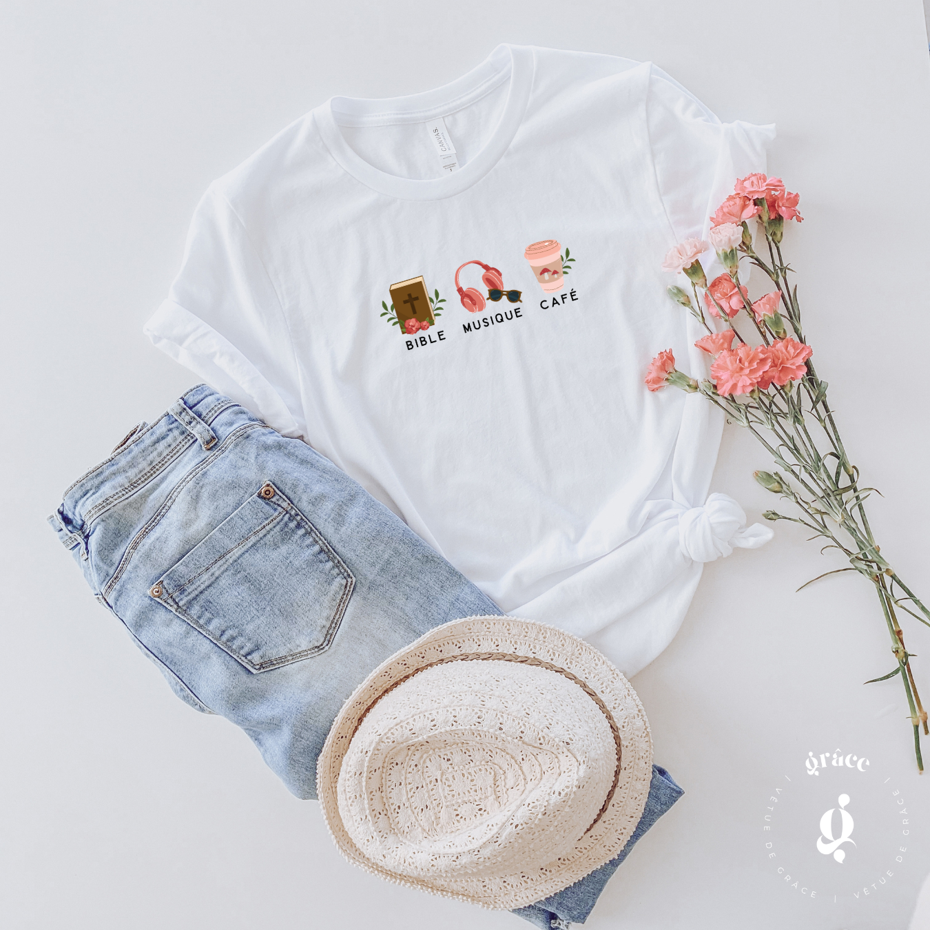 T-shirt les essentiels (BIBLE-MUSIQUE-CAFÉ)