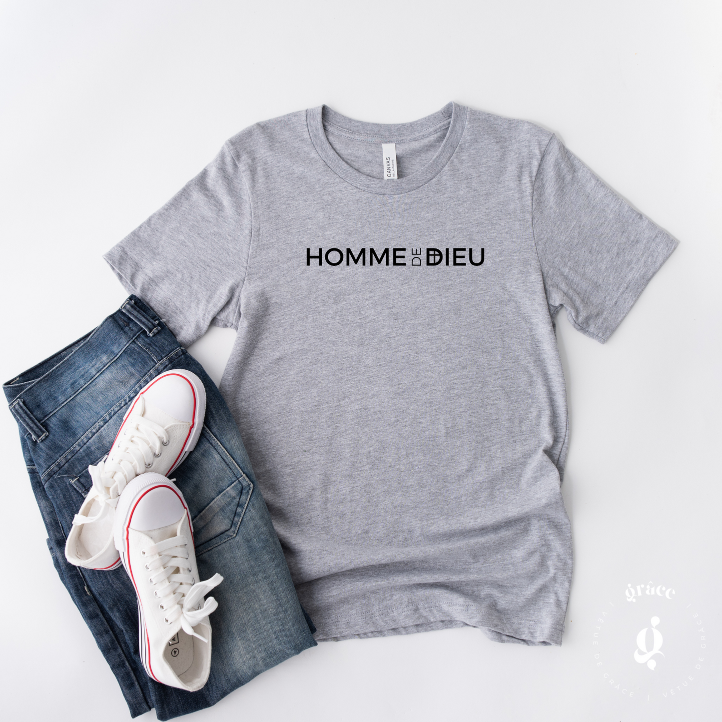 T-shirt Homme de Dieu gris