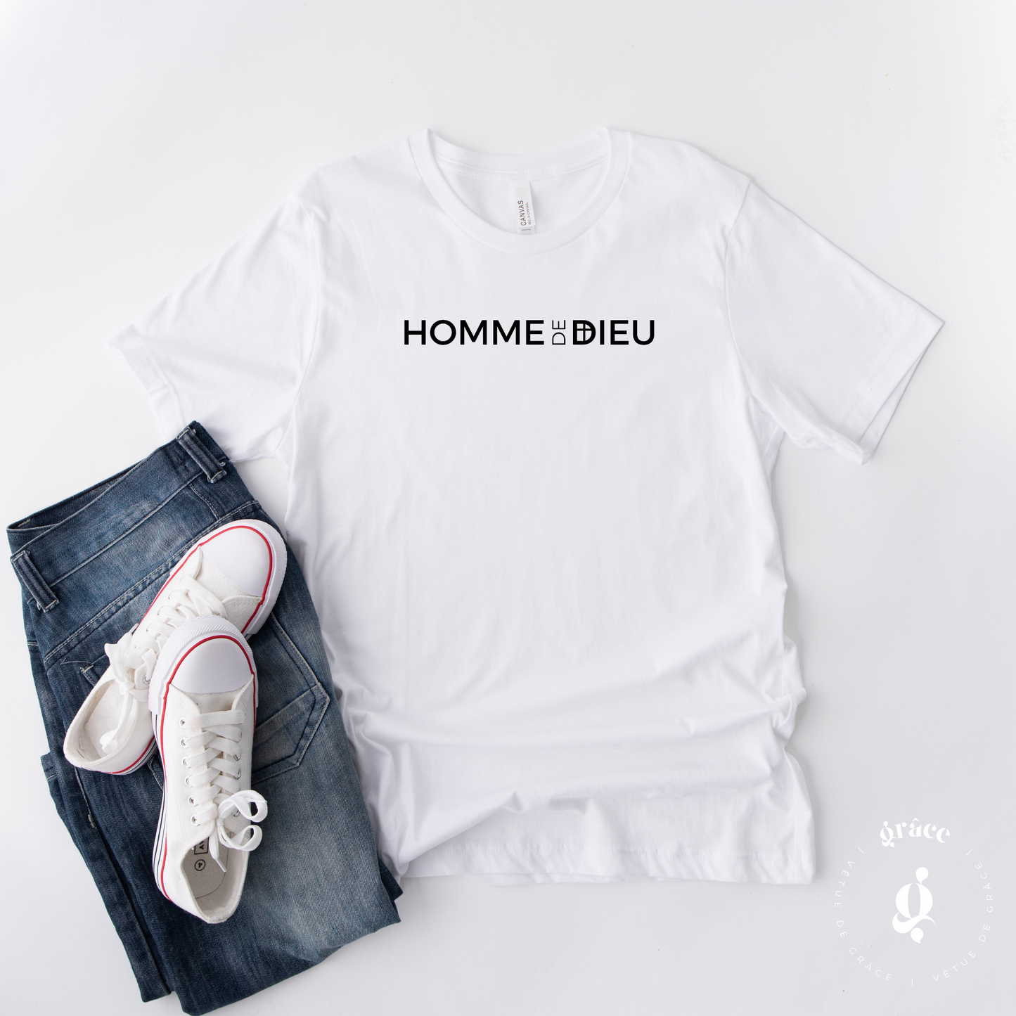 T-shirt Homme de Dieu blanc