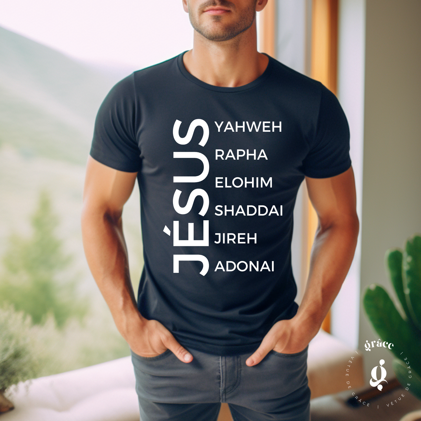 UNISEX Jesus T-shirt (YHWH, Rapha, Elohim, Shaddai, Jireh, Adonai)