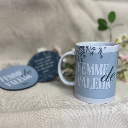 Ensemble Femme de valeur (Tasse + Sous-verres)