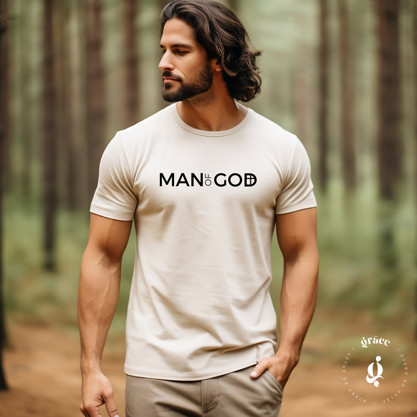 Man of God naturel beige t-shirt