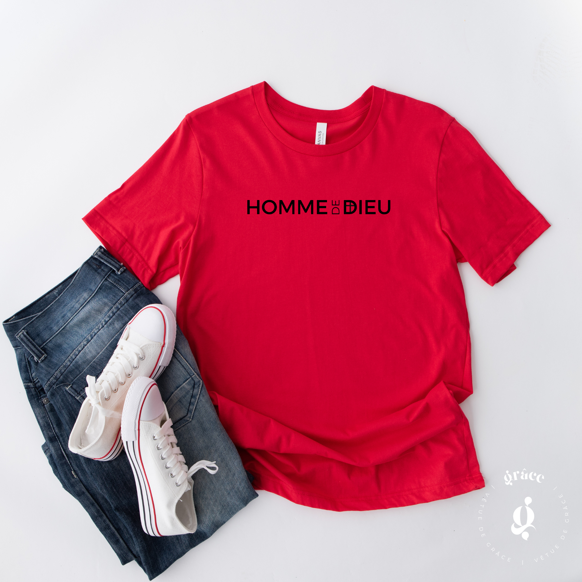 T-shirt Homme de Dieu rouge