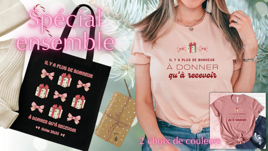 Ensemble Bonheur à donner - T-shirt + Sac éco-responsable