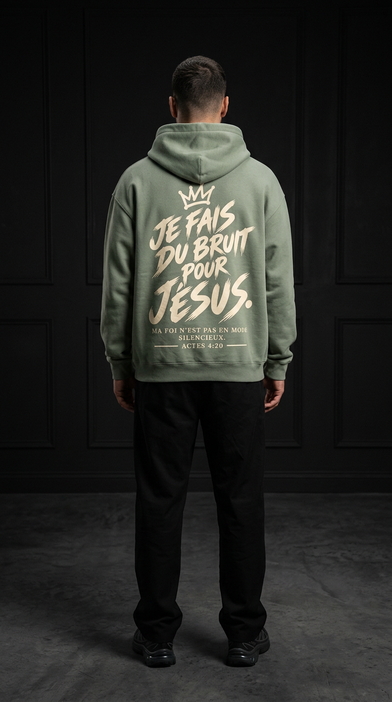 Je fais du bruit pour Jésus | Hoodie vert sauge